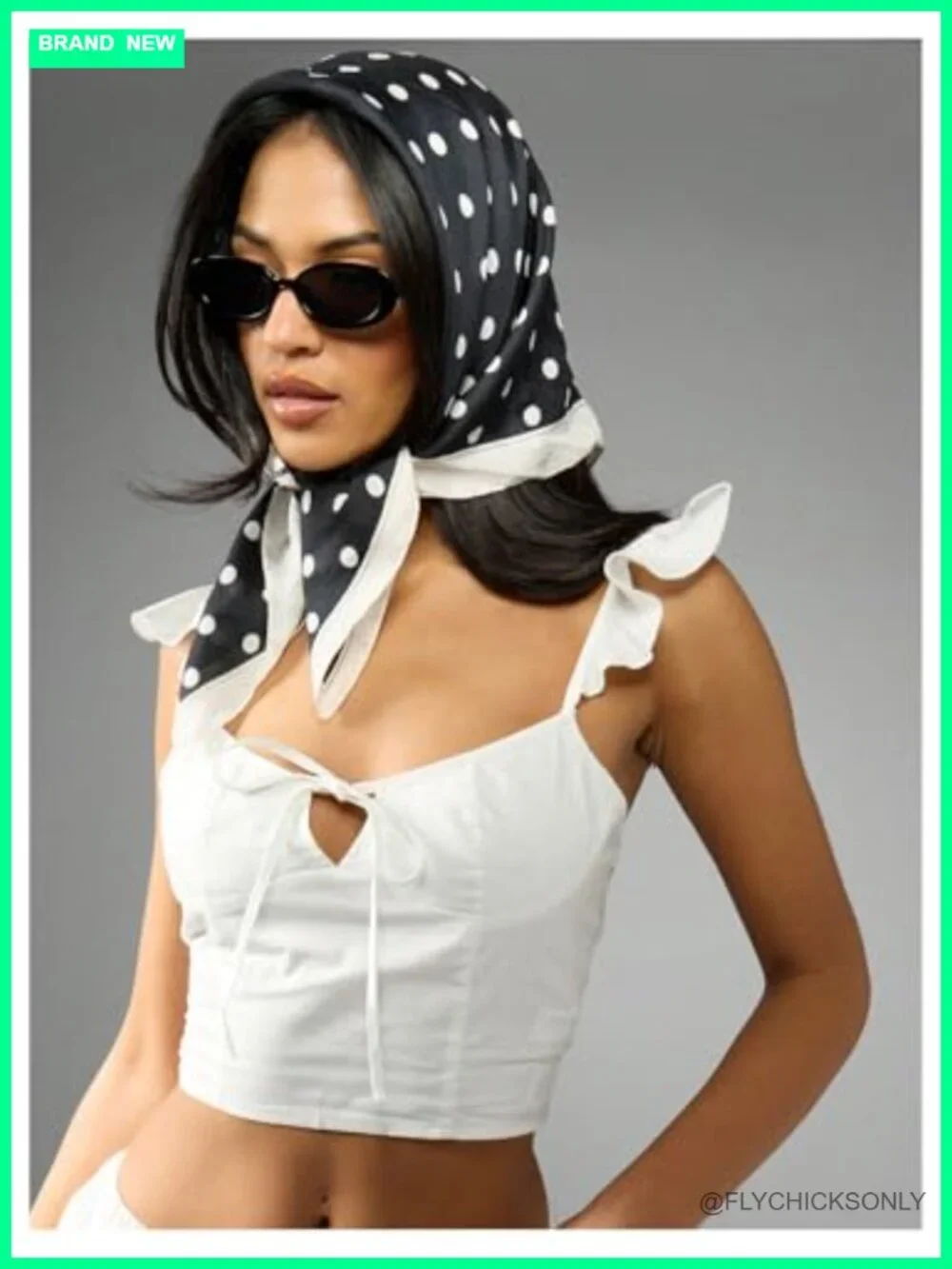 Y2K Polka Dots Head Scarf Retro Bandana Square Fashion Scarf for Women